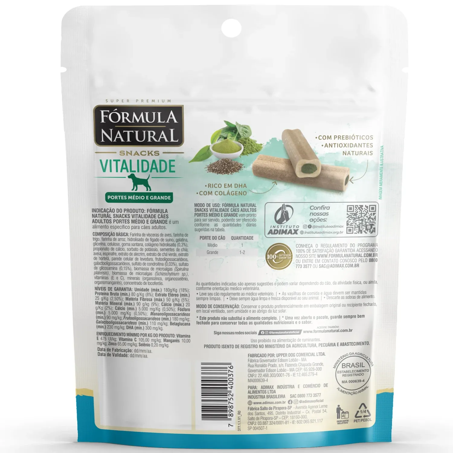 Snacks Fórmula Natural Vitalidade Cães Médios